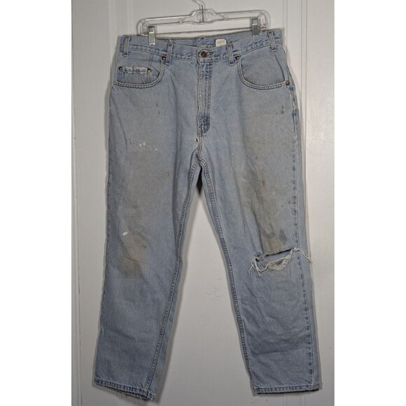 Vintage Levis 545 Mens 36x 30 Jeans Loose Fit 90s Brown Tag Distressed Painter - Picture 1 of 5